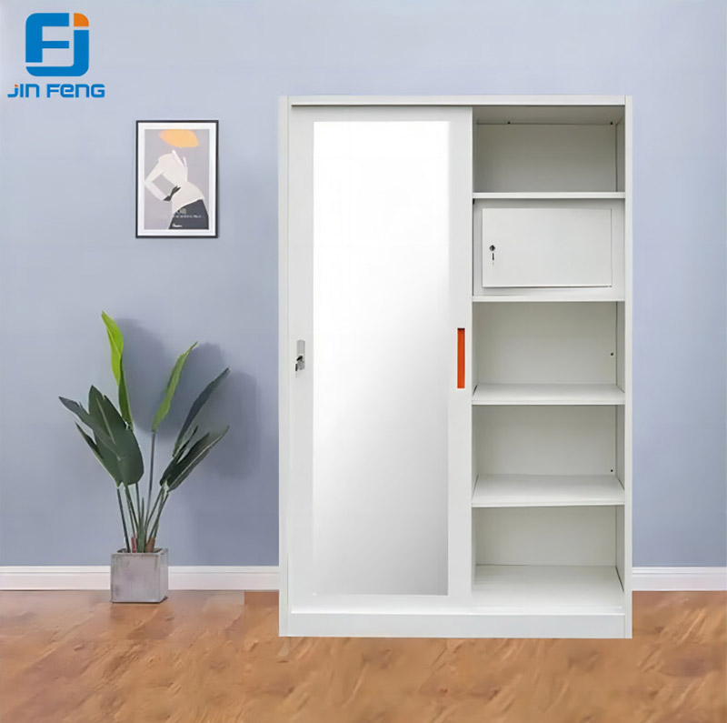 Modern Printing Sliding Door Lemari Steel Wardrobe (3)